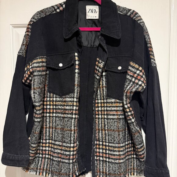 Zara Denim and Tweed Shacket - Picture 1 of 4